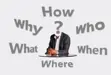 image of questions from persons head - how what where