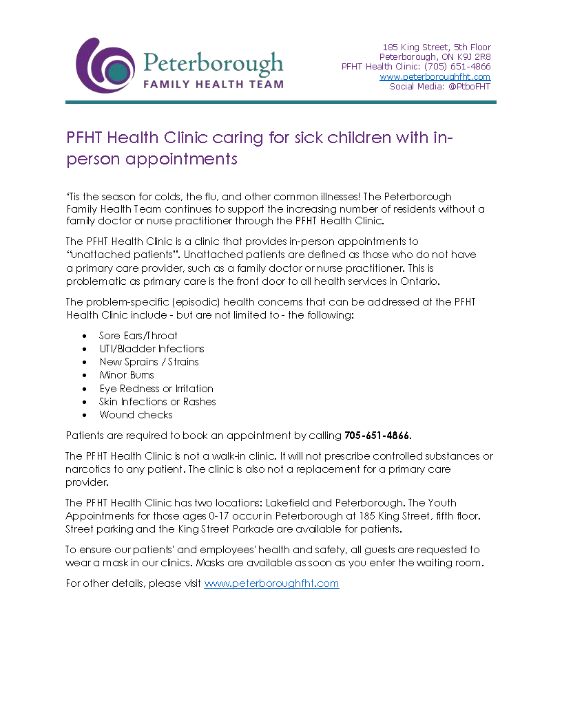 PFHT Clinic Child Appointments